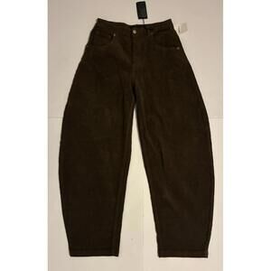Forever 21 Barrel Leg Corduroy Pants Brown Baggy Ankle Women’s Size M NWT